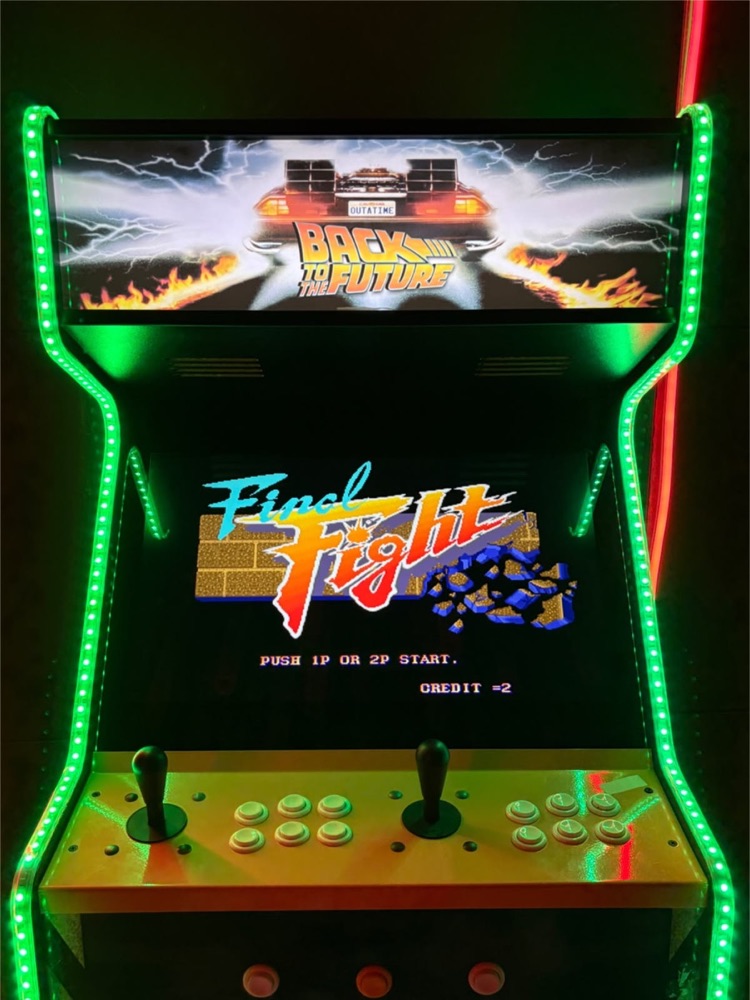 Fighting game on a neon-lit arcade cabinet